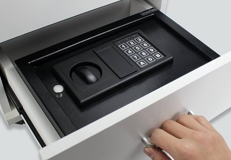JUGREAT Top Opening Desk Drawer Safe With Induction Light