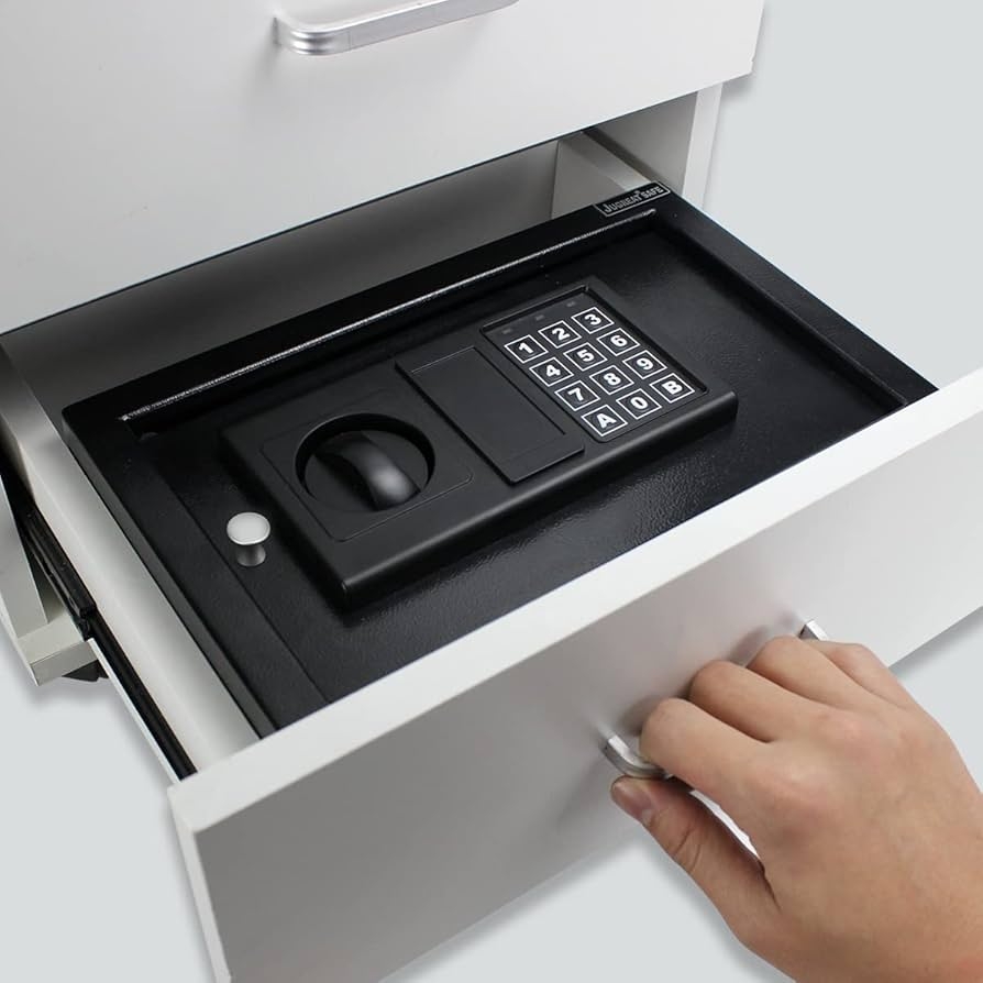 JUGREAT Top Opening Desk Drawer Safe With Induction Light 