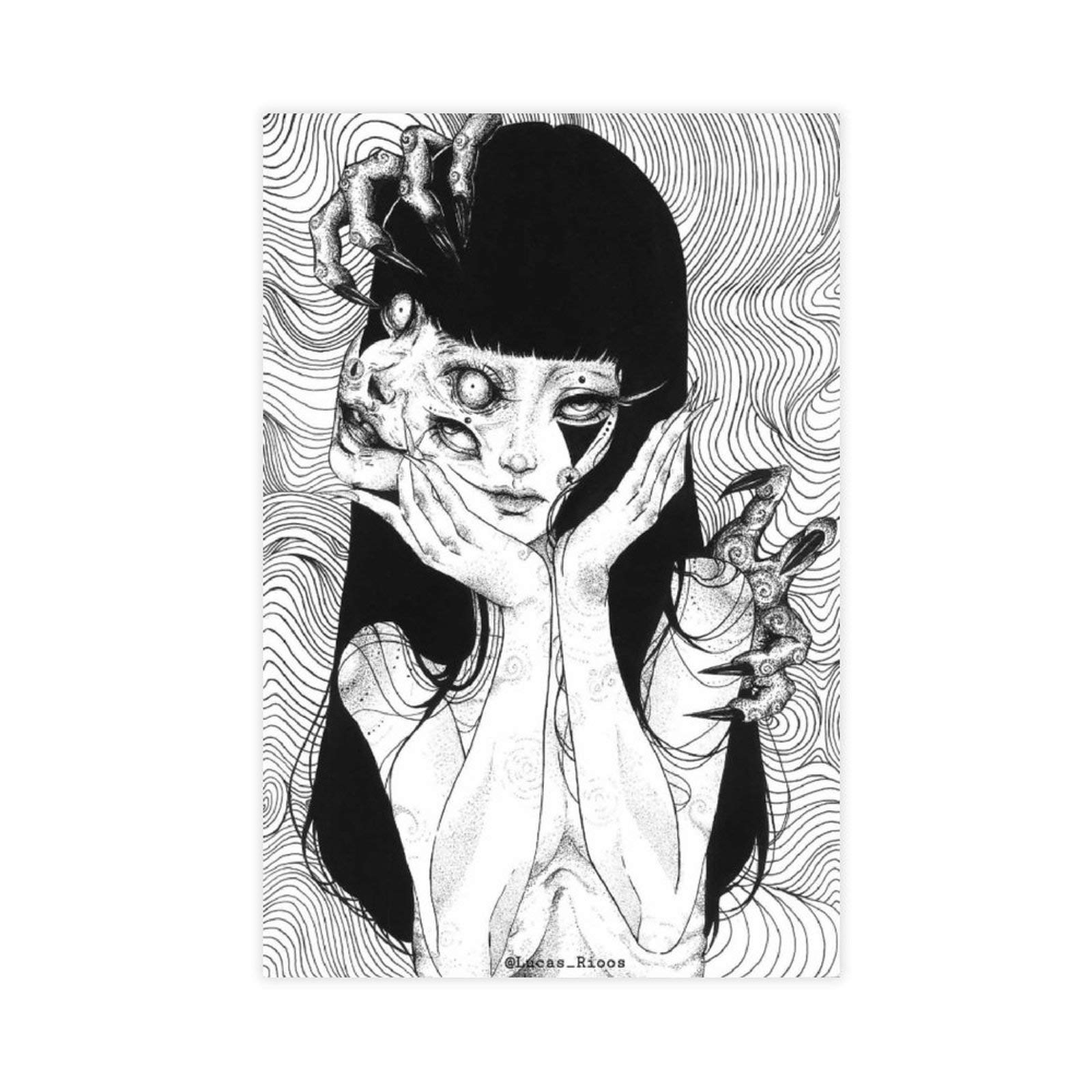 Junji Ito Tomie Horror Manga Aesthetic Horror Drawing On Canvas 