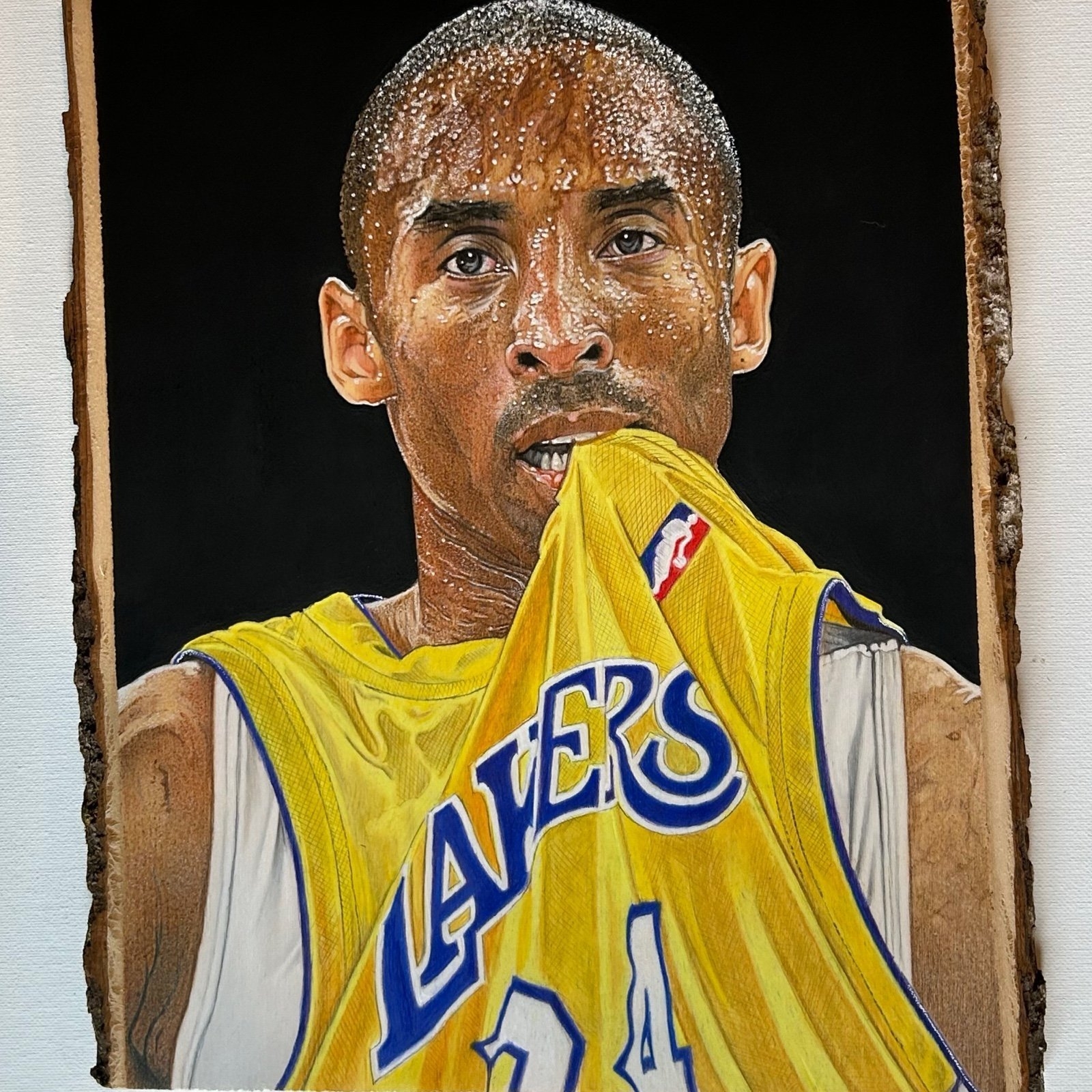 KOBE BRYANT Color Pencil Drawing On Basswood