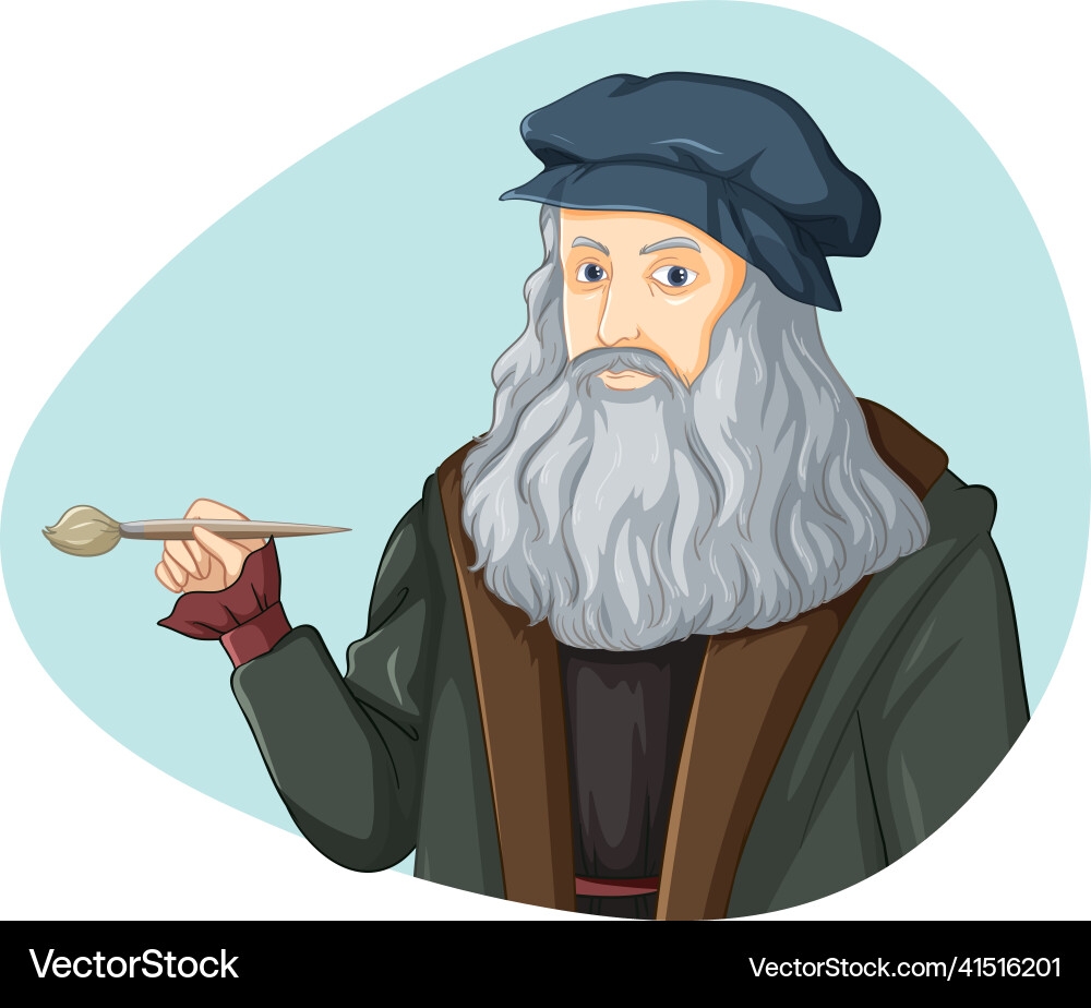 Leonardo Da Vinci Cartoon Royalty Free Vector Image
