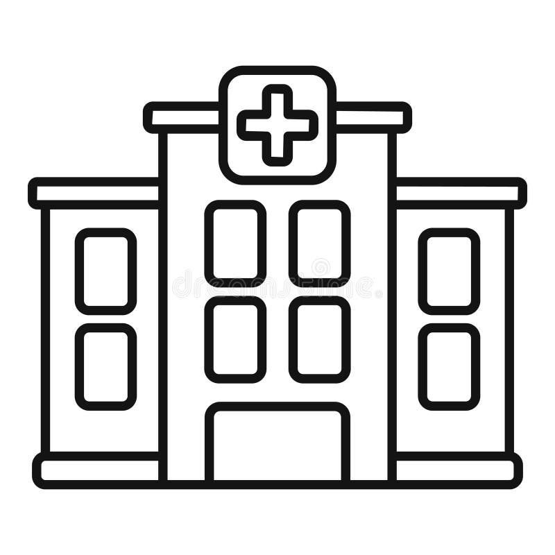 Line Art Illustration Of Hospital Building Stock Illustration Illustration Of White Black 318684097