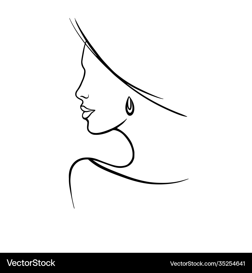 Line Drawing A Beautiful Woman 2 Royalty Free Vector Image