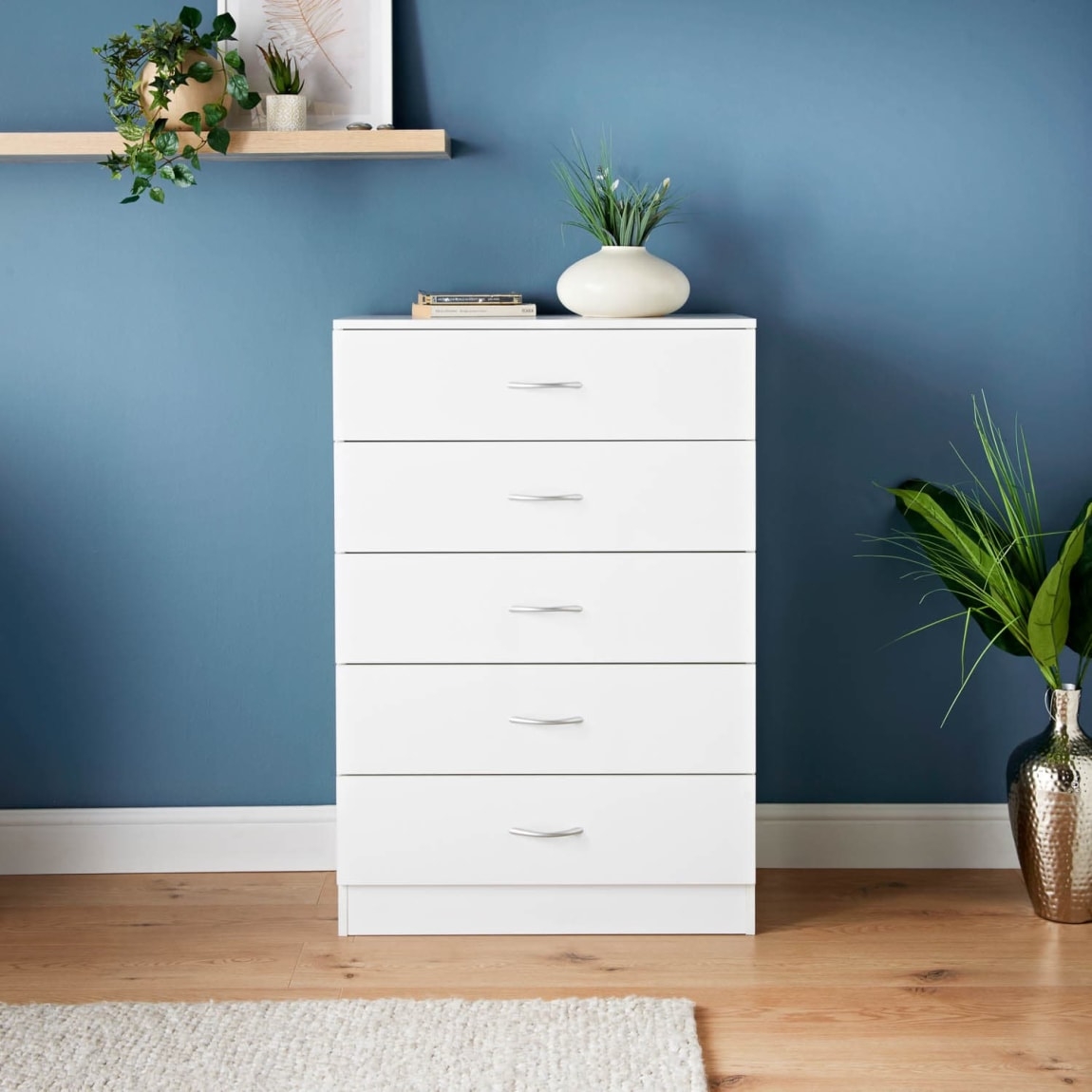 Lokken 5 Drawer Chest White Bedroom Furniture Bu0026M Stores