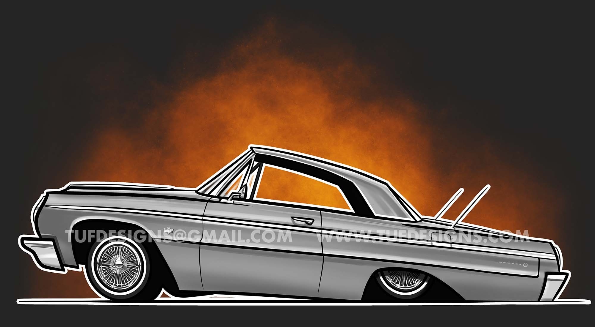 Lowrider Drawing Chevy Impala Artwork Cartoon Illustration Png File Los Angeles Skyline Classic Cars Old School Graphics Automobile Etsy