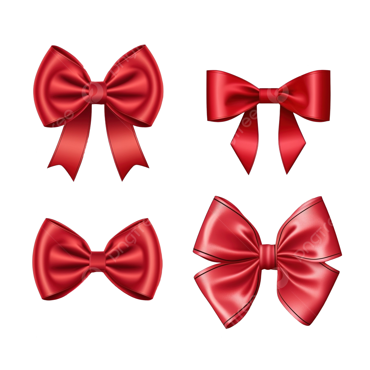 Luxury Red Ribbon Gift Bows Decorative Bow 3d Set Red Ribbon Luxury Gift PNG Transparent Image And Clipart For Free Download