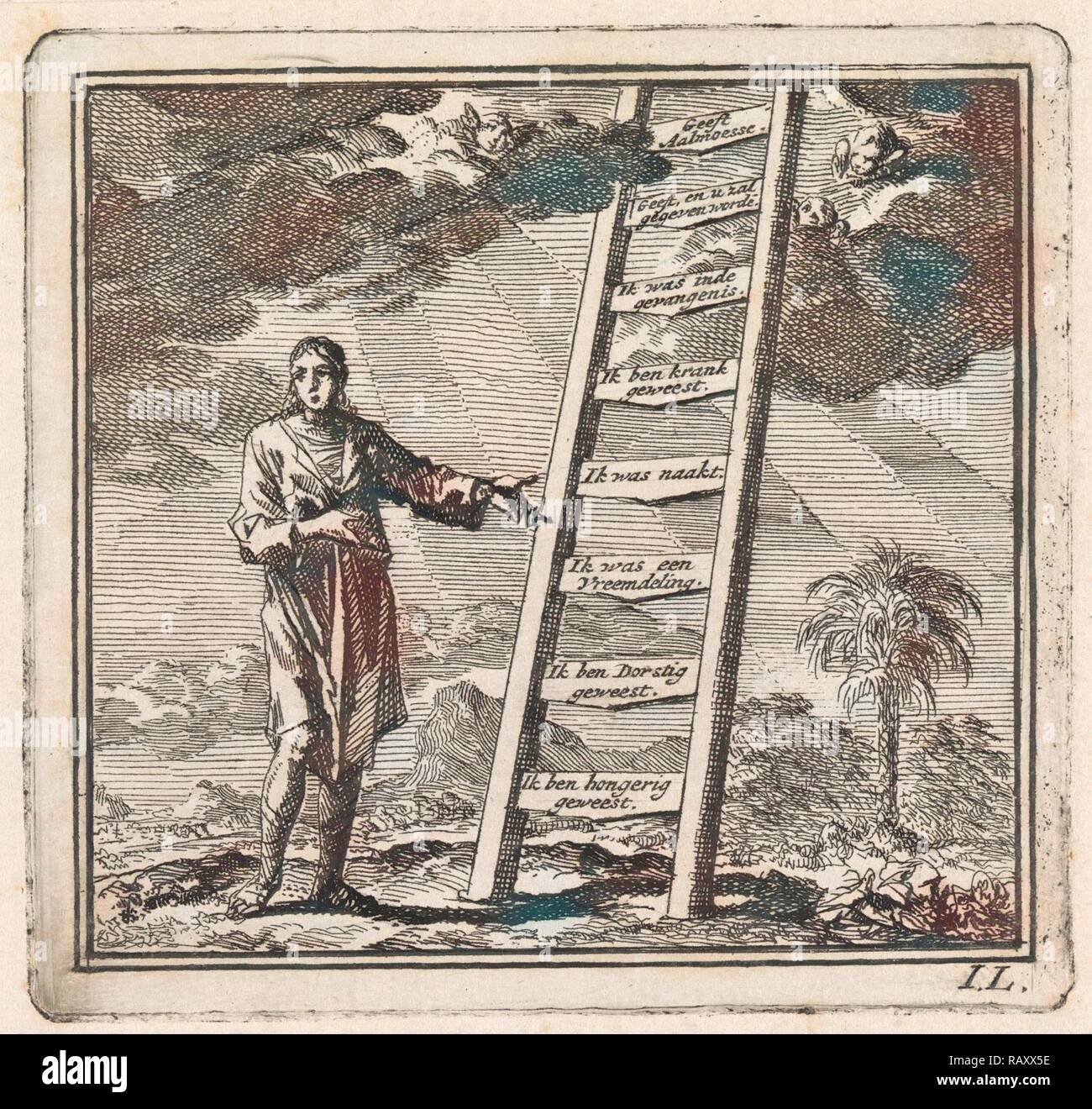 Man Points To A Ladder Reaching To Heaven Jan Luyken Wed Pieter Arentsz U0026 Cornelis Van Der Sys II 1710 Reimagined Stock Photo Alamy