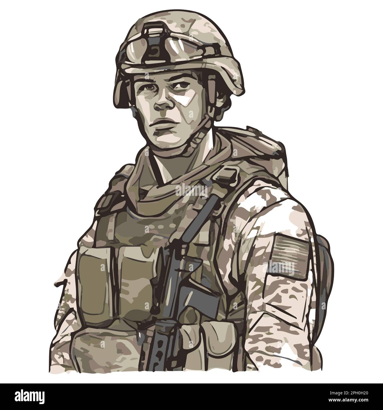 Military Infantry Cartoon Soldier Isolated Drawing Vector Art Of 