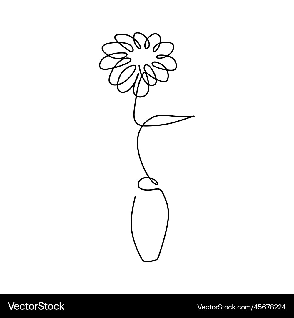 Minimalist Floral Line Art Royalty Free Vector Image