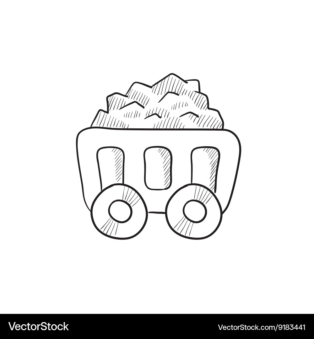 Mining Coal Cart Sketch Icon Royalty Free Vector Image