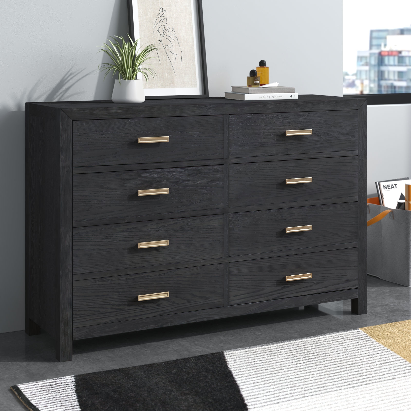Modern Charcoal 8 Drawer Dresser By Wade Logan