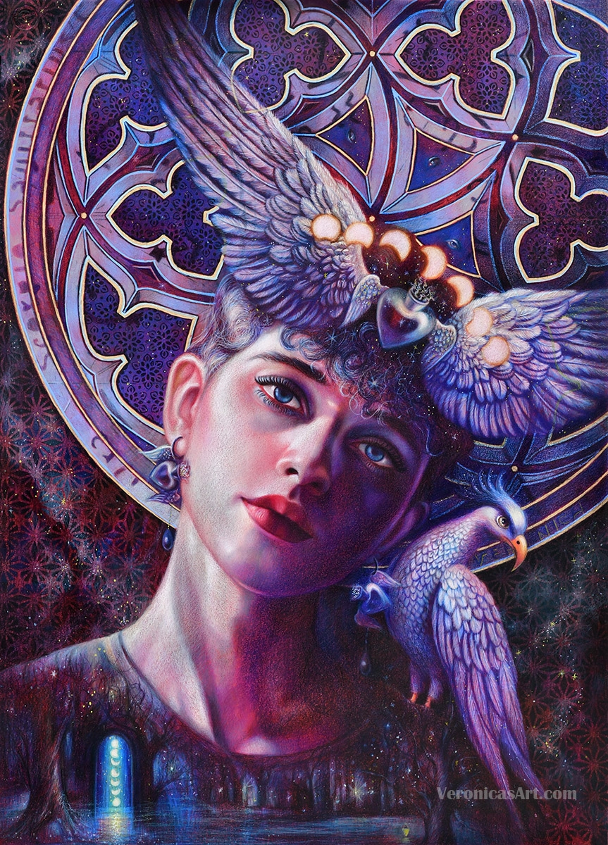 Moonlight Colored Pencil Drawing Veronica Winters Painting