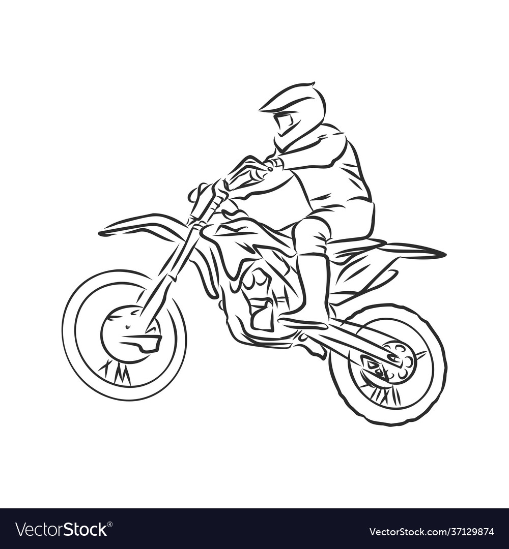 Motocross Motorbike Hand Drawn Sketch Royalty Free Vector