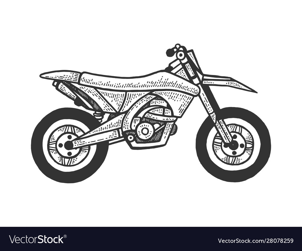 Motocross Motorcycle Sketch Engraving Royalty Free Vector