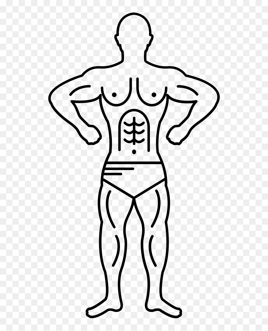 Muscular Bodybuilder Outline Muscular Legs Drawing Cartoon HD Png Download Vhv