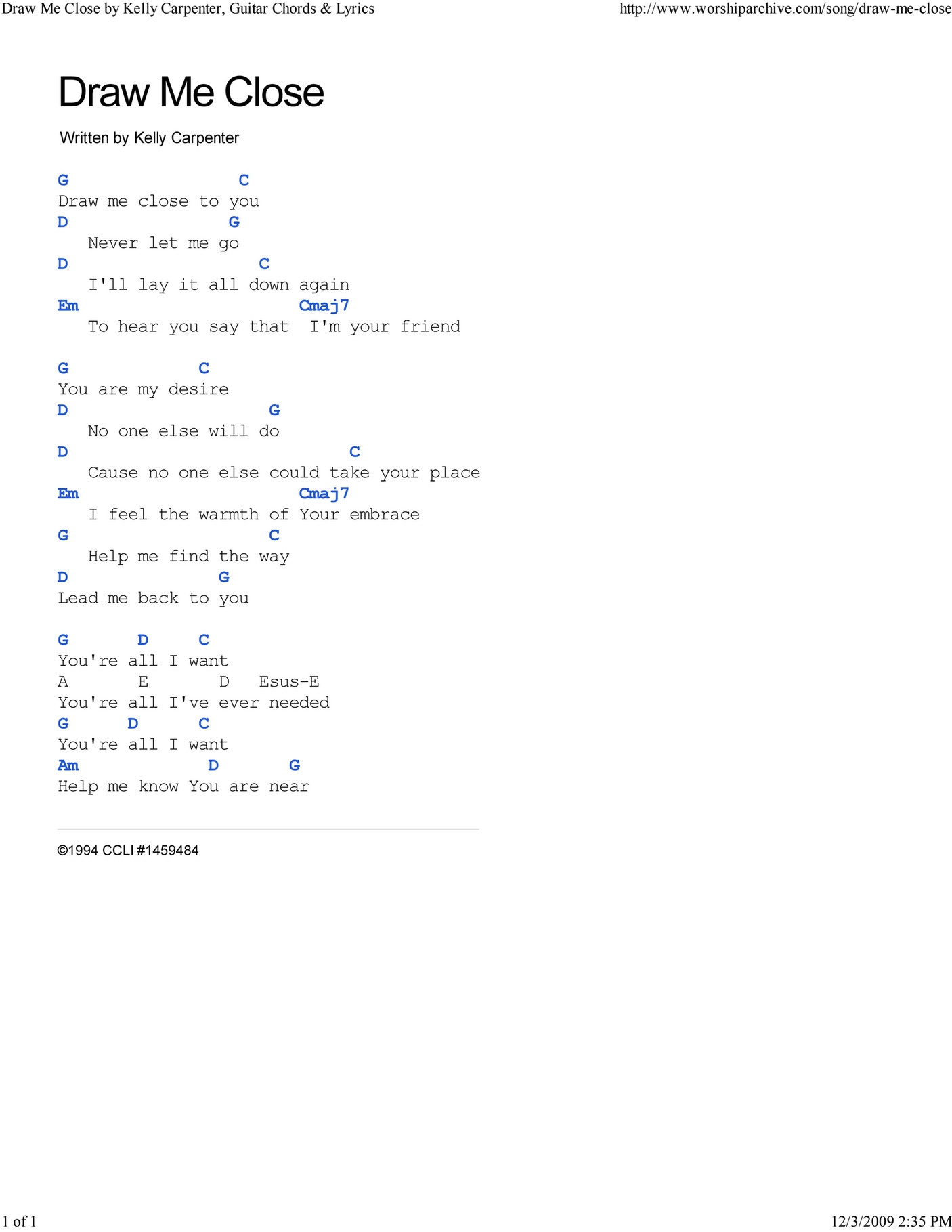 draw me to close to you lyrics