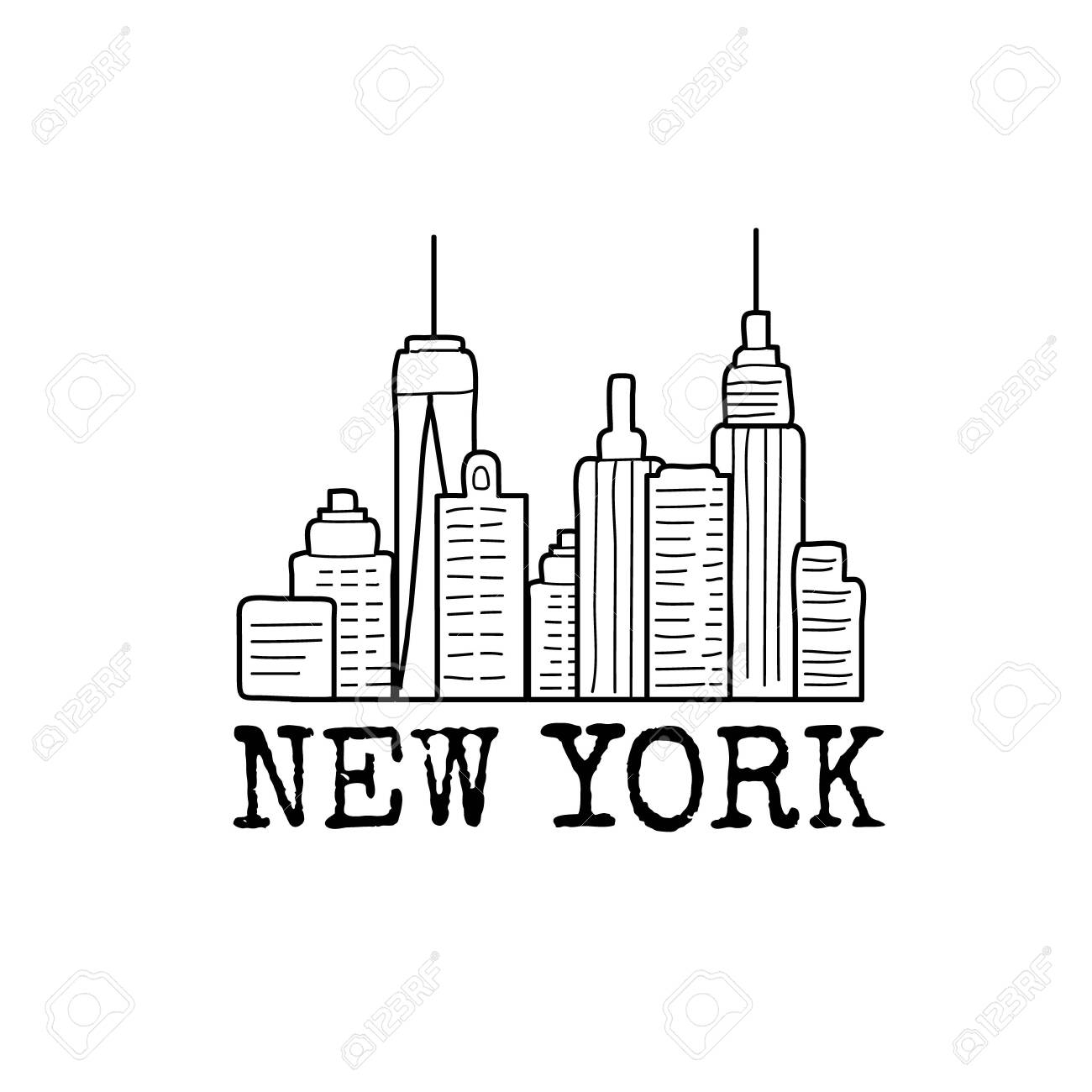 New York Skyline Cityscape Line Drawing Vector Sketch Illustration Isolated On White Royalty Free SVG Cliparts Vectors And Stock Illustration Image 136115482 