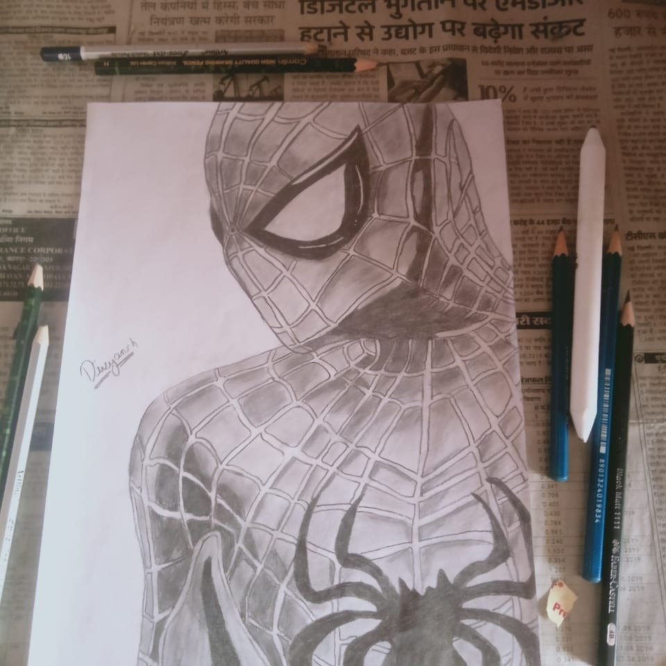 sketch drawing spiderman