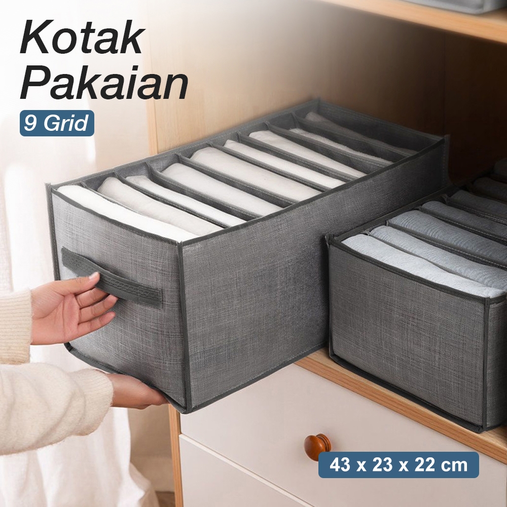 NUHAO Kotak Sekat Pakaian Storage Drawer Divider Box 9 Grid N9 Gray JakartaNotebook