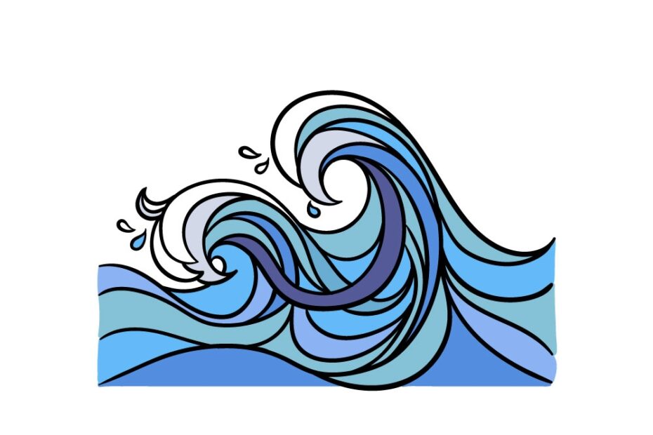 Ocean Waves Drawing How To Draw Ocean Waves Step By Step
