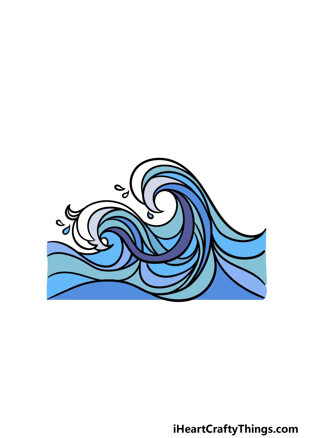 Ocean Waves Drawing How To Draw Ocean Waves Step By Step