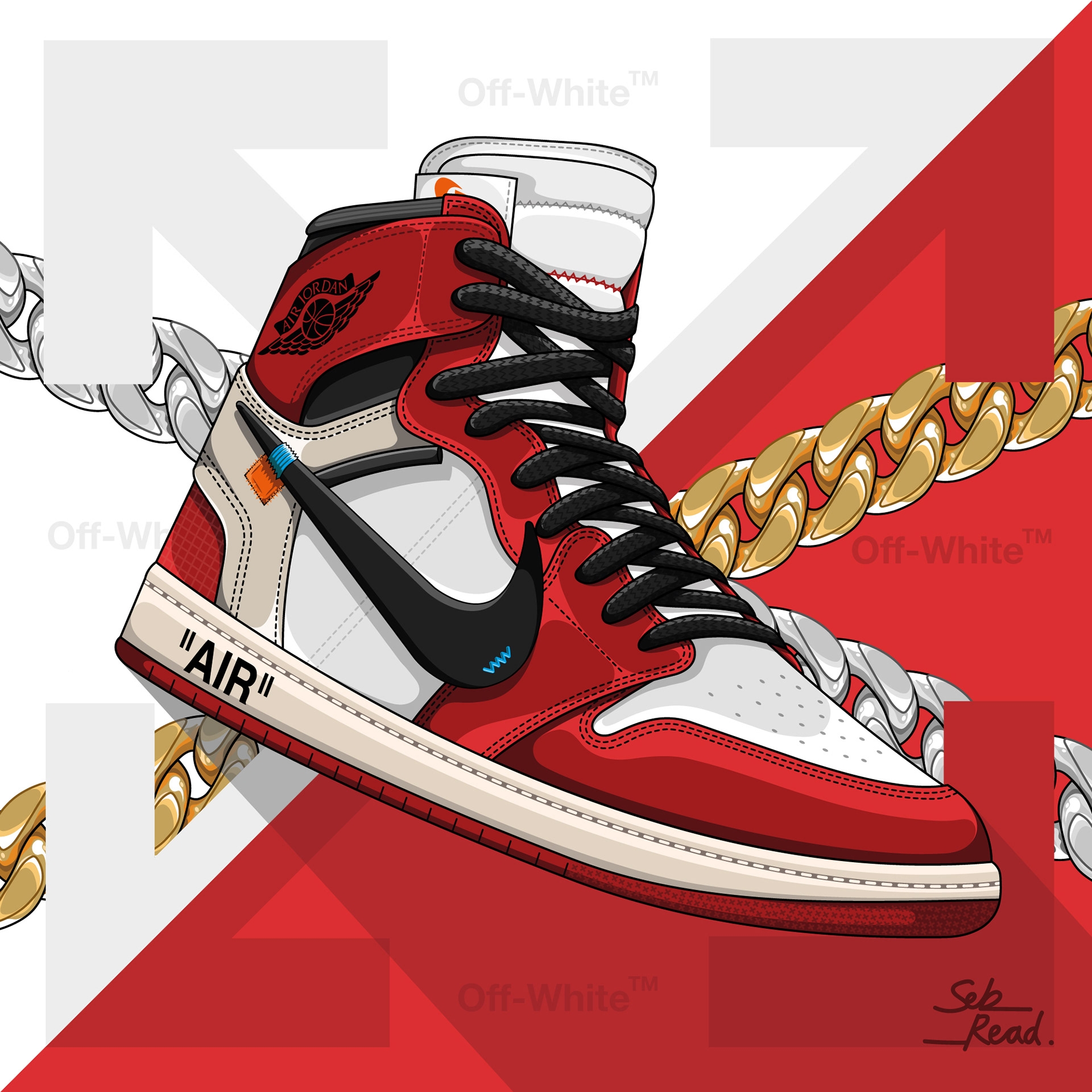 Off White Jordan 1 Chicago Digital Drawing 11 Images Behance