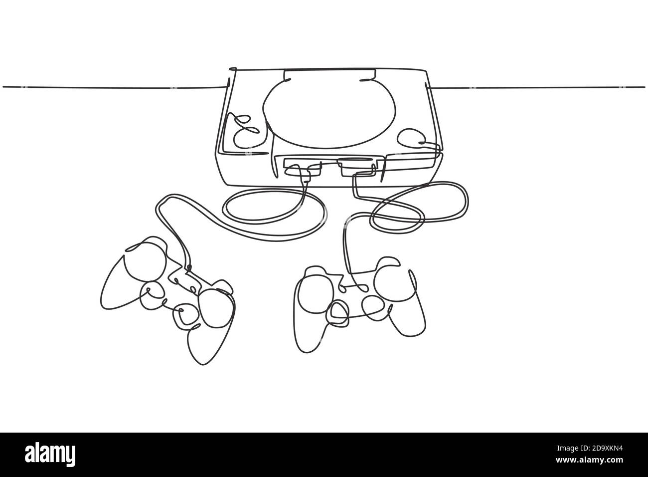 One Continuous Line Drawing Of Retro Old Classic Arcade Video Game Player With Joystick Vintage Console Game Item Concept Single Line Draw Graphic Stock Vector Image U0026 Art Alamy
