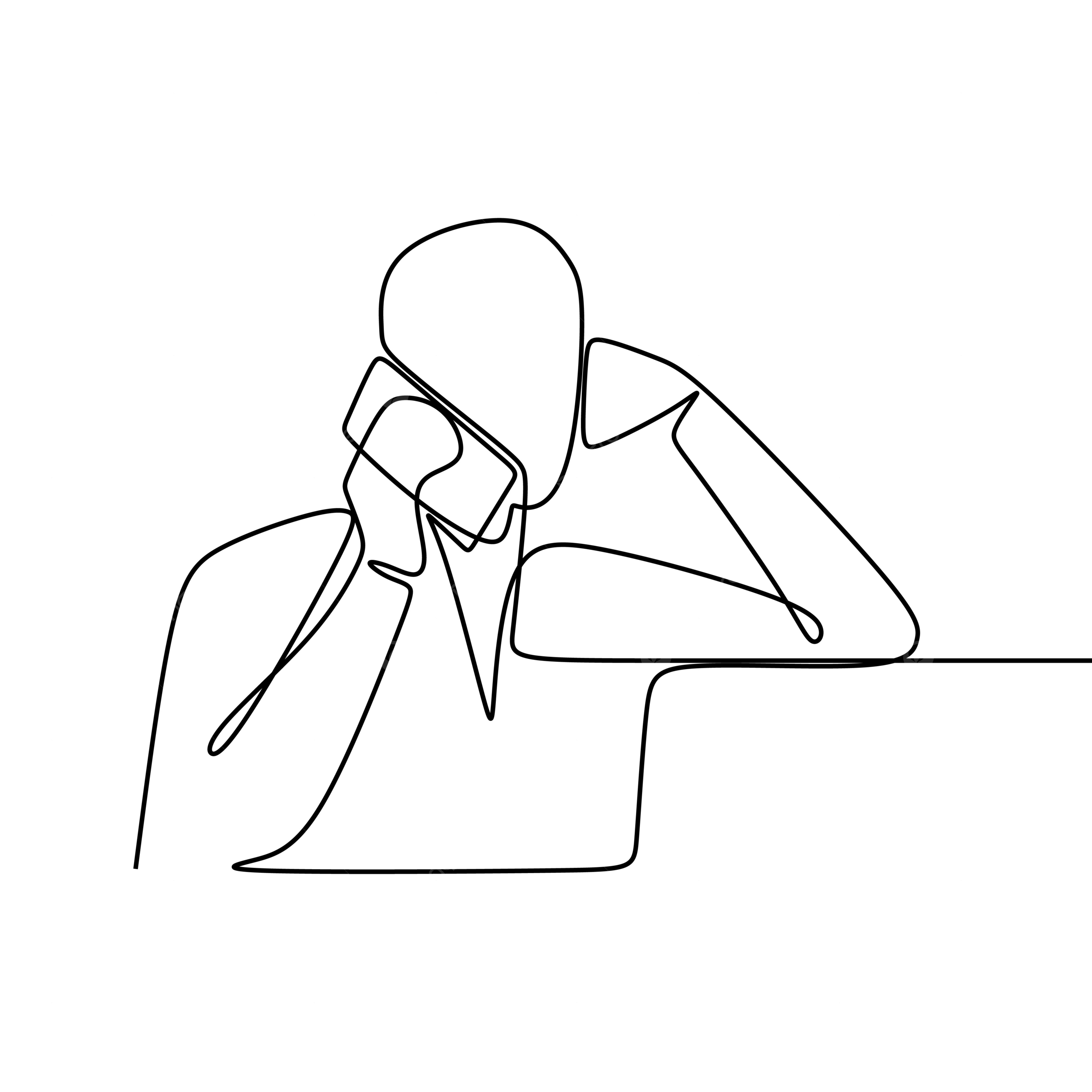 One Line Drawing Vector Of A Person Talking With The Phone Phone 