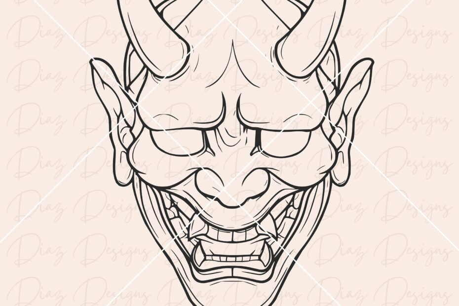 Oni Mask Svg Japanese Mask Svg Hannya Mask Svg Oni Mask Design