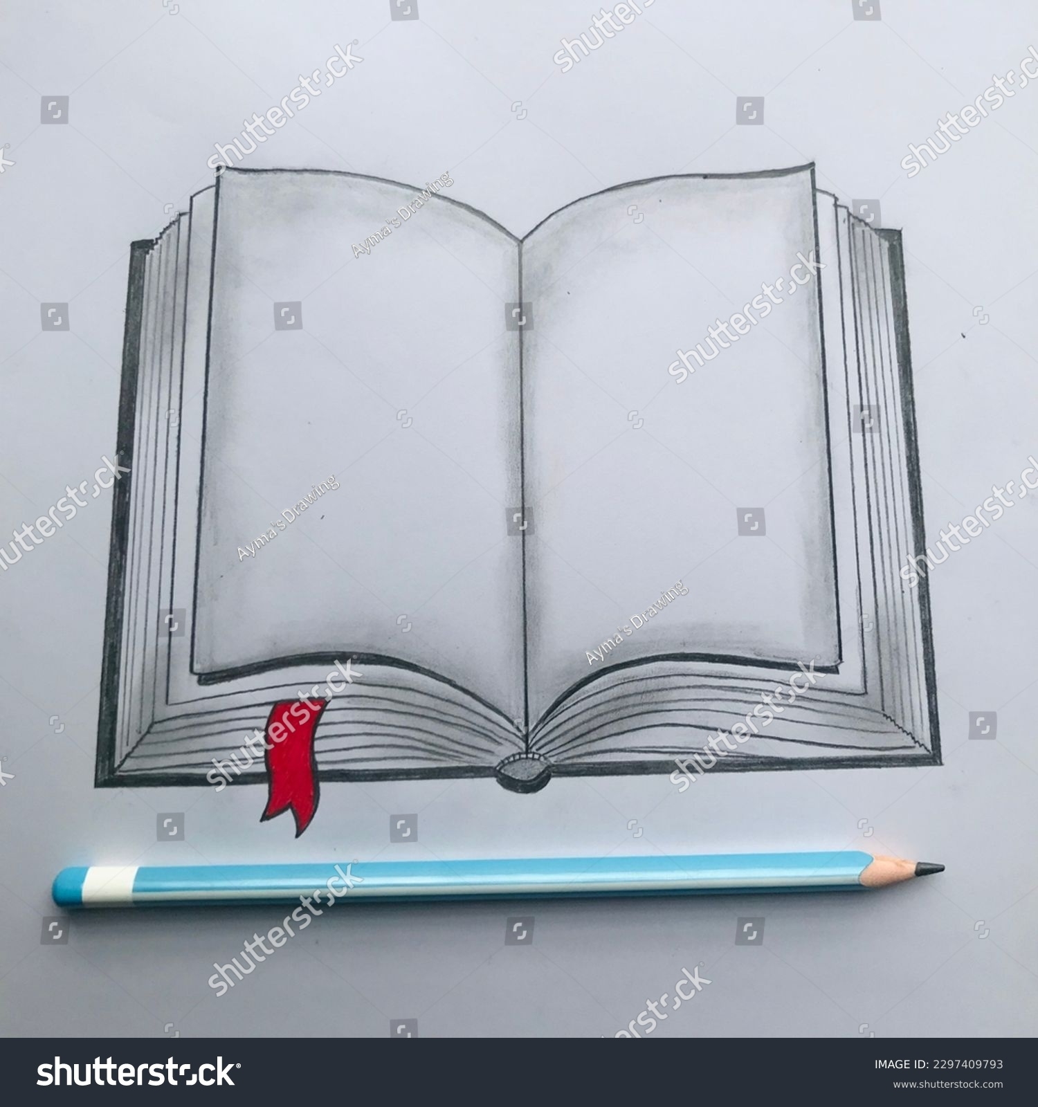 Open Book Drawing By Hand Drawing Stock Photo 2297409793 