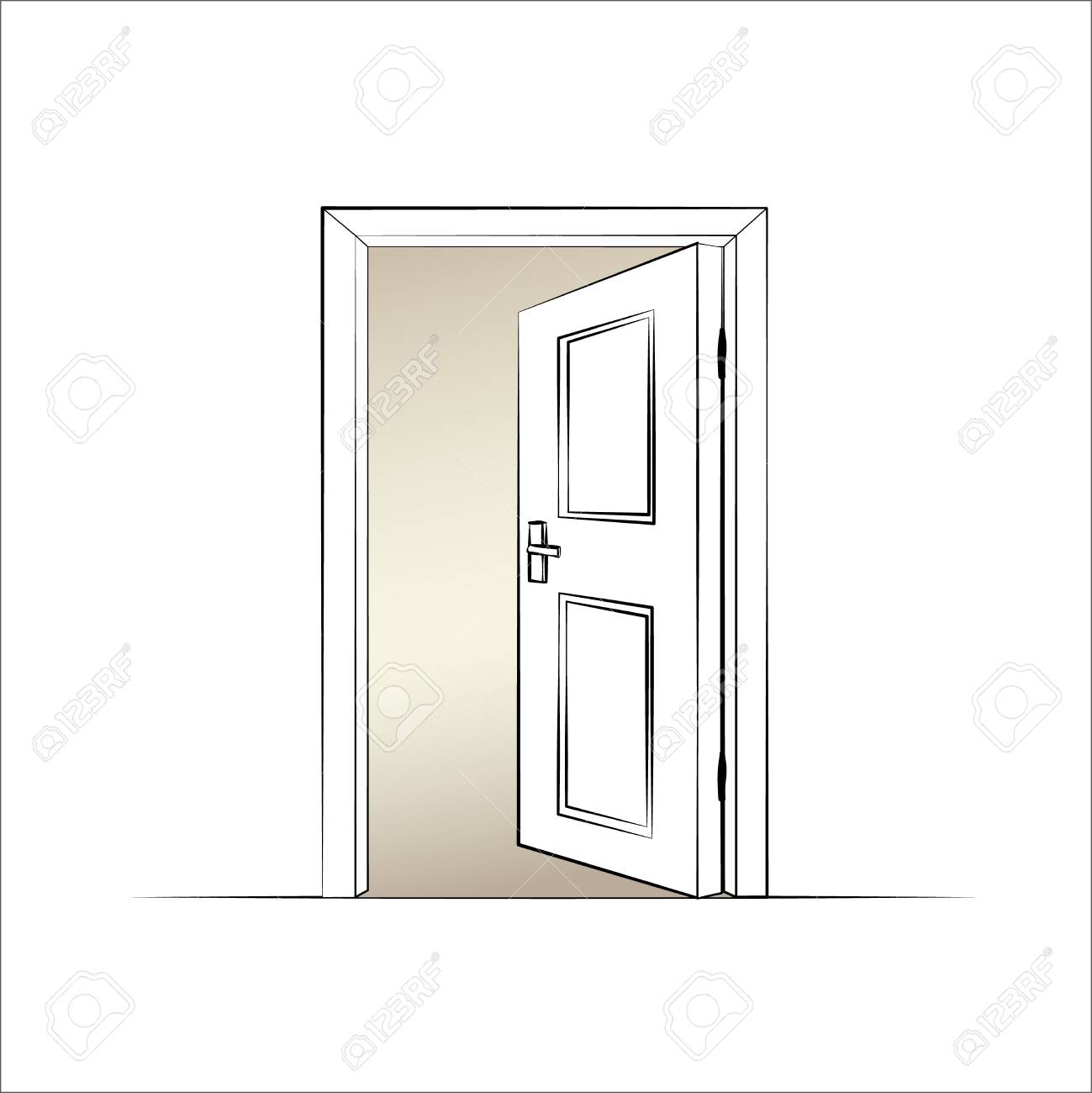 Open Door Isolated Illustration Of A Door Royalty Free SVG 