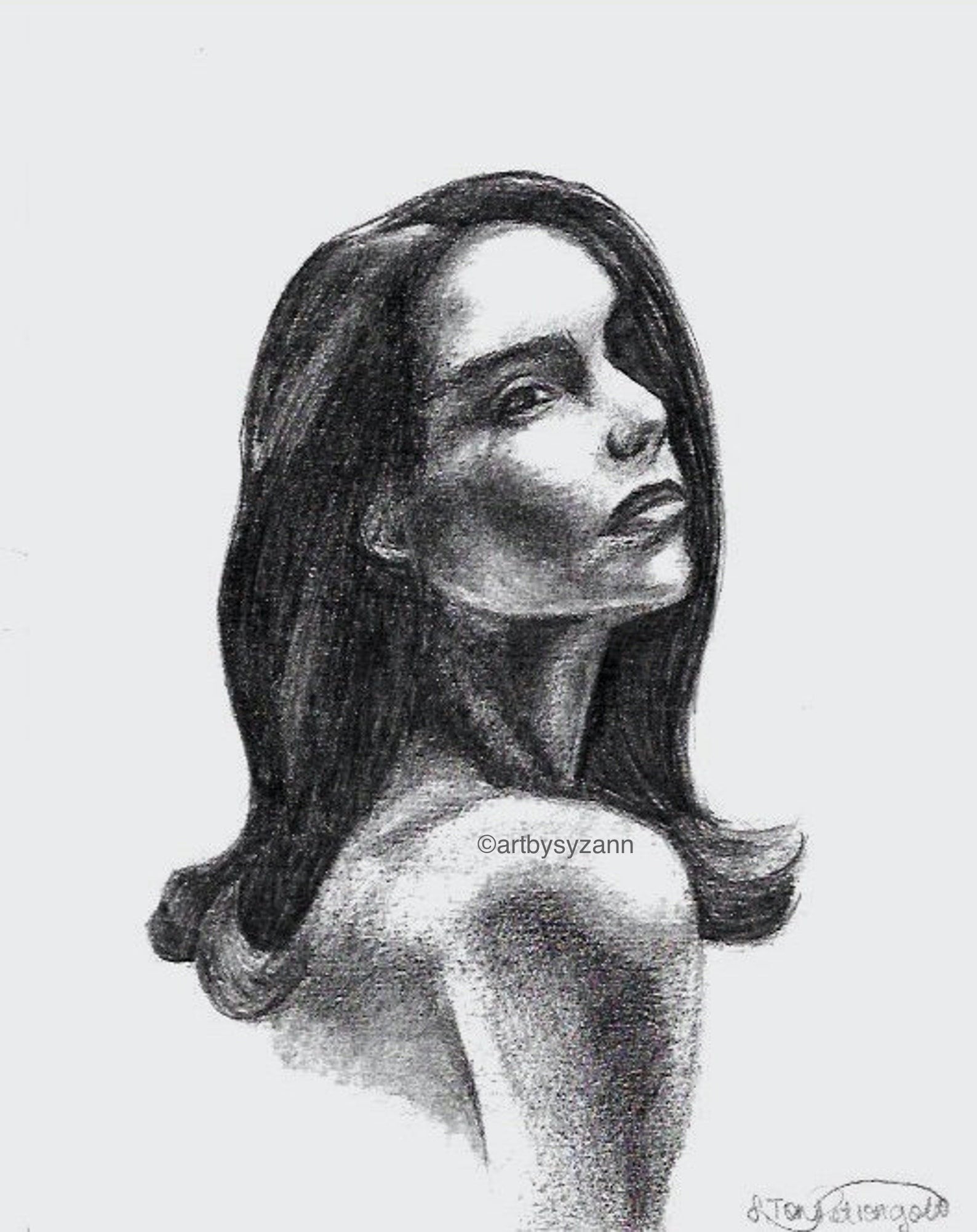 Original Female Figure Drawing Original Pencil Sketch Female Portrait Art Gallery Wall Art