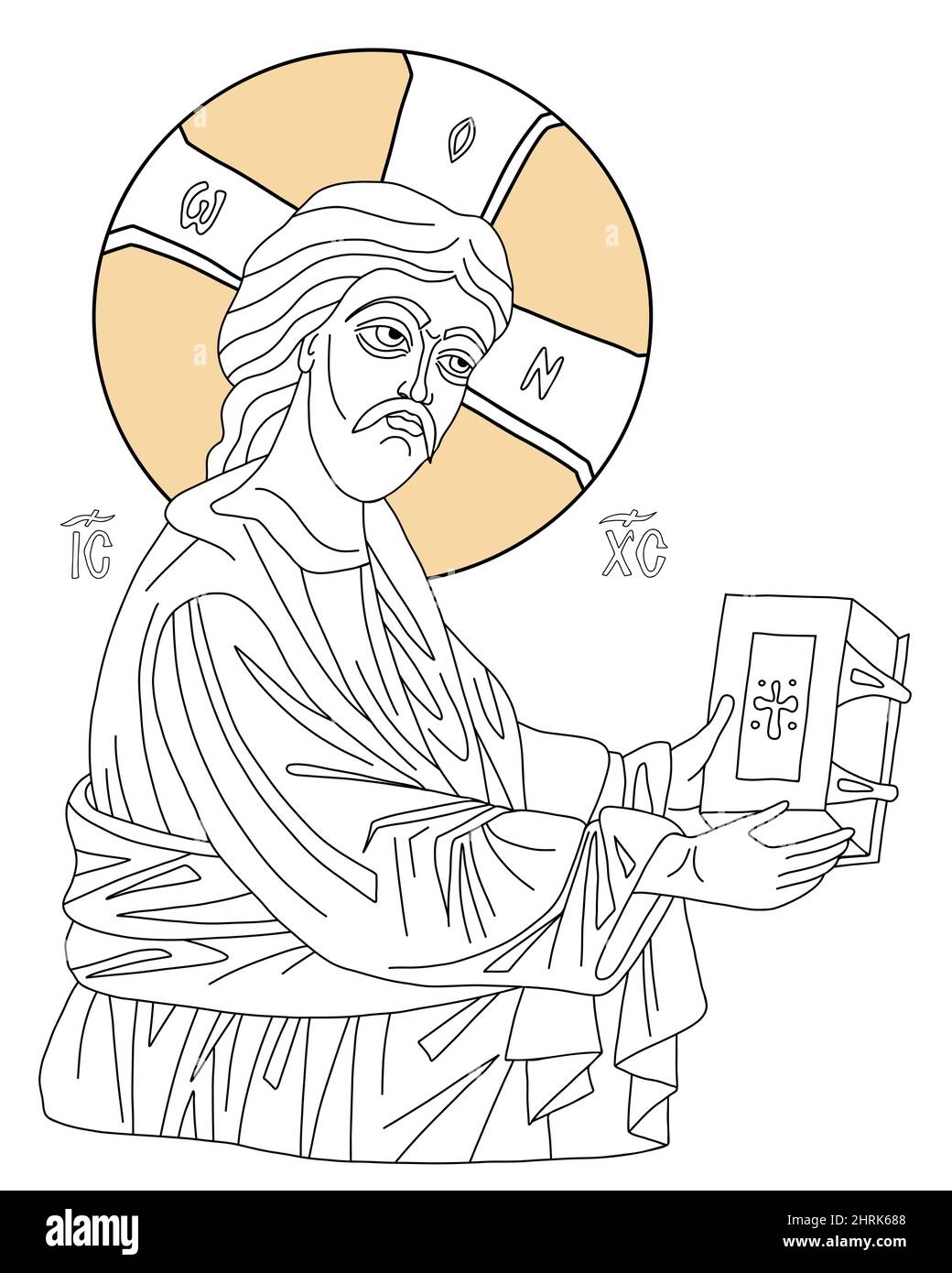 drawing an icon of christ