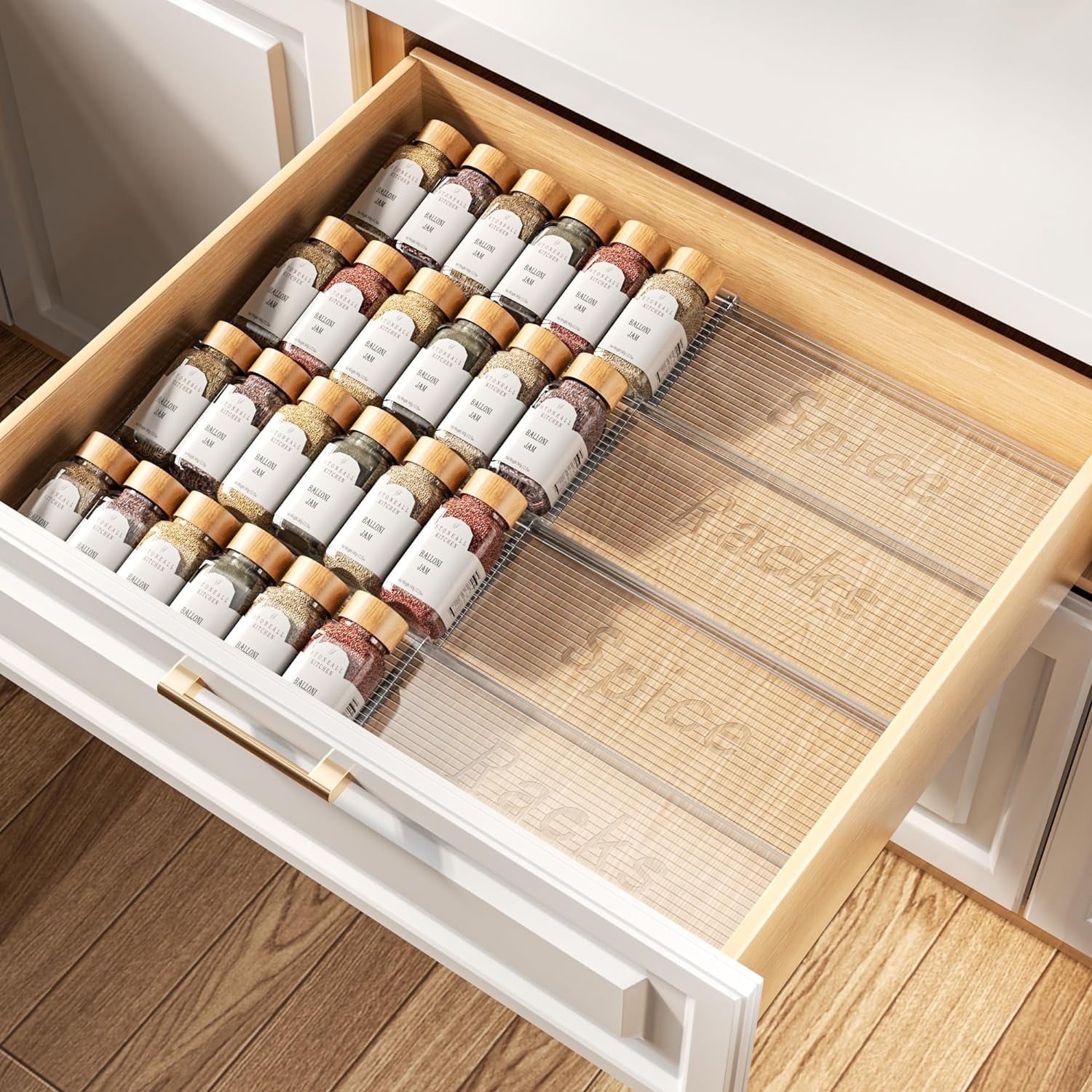 PanPanPal Spice Drawer Organizer 2 Tier Expandable From 11
