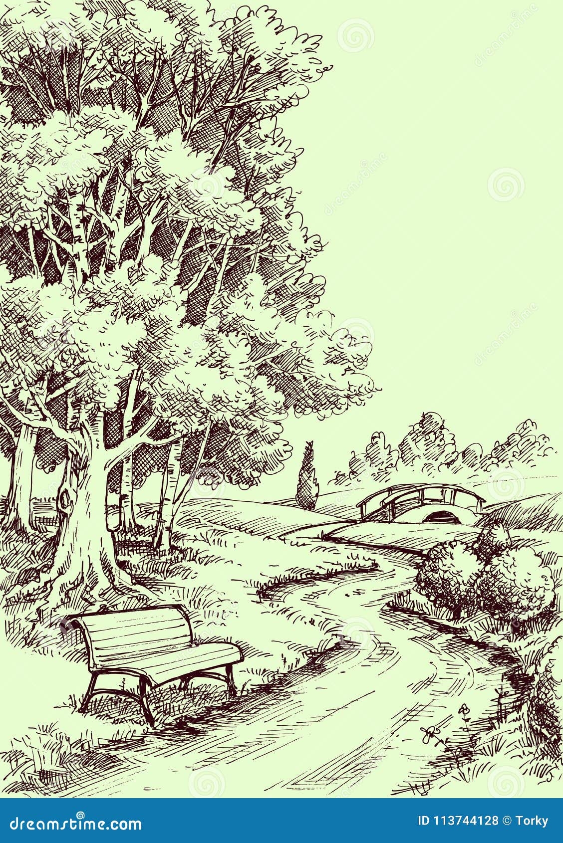 Park Bench Drawing Stock Illustrations 4 826 Park Bench Drawing 