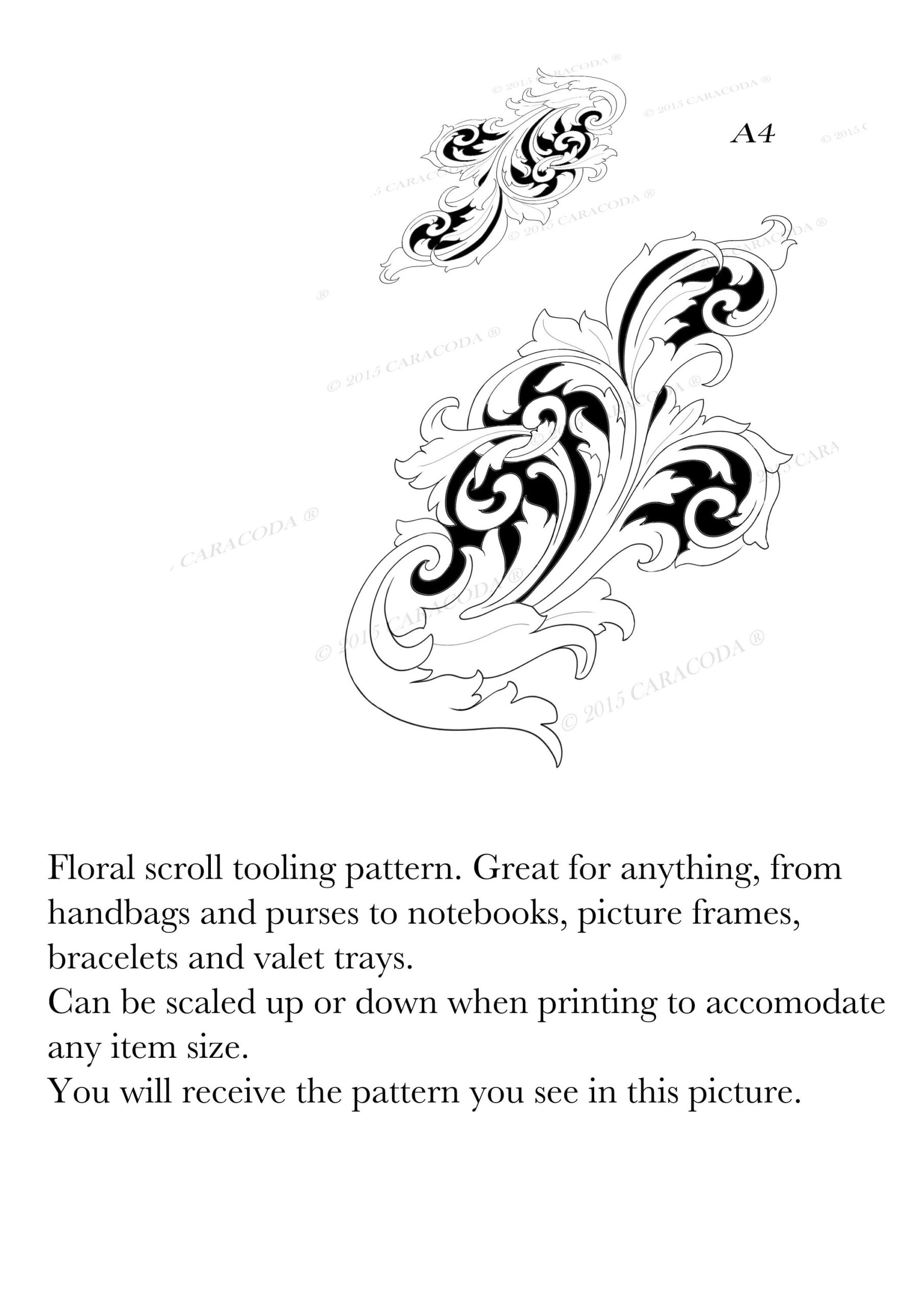 PDF Scroll Tooling Pattern Notebook Tooling Pattern Ornamentation Victorian Design Vintage Pattern Purse Tooling Pattern Floral Design Etsy