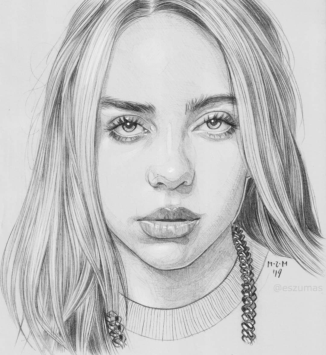 Pencil Drawing Billie Eilish By Matt Mas 10