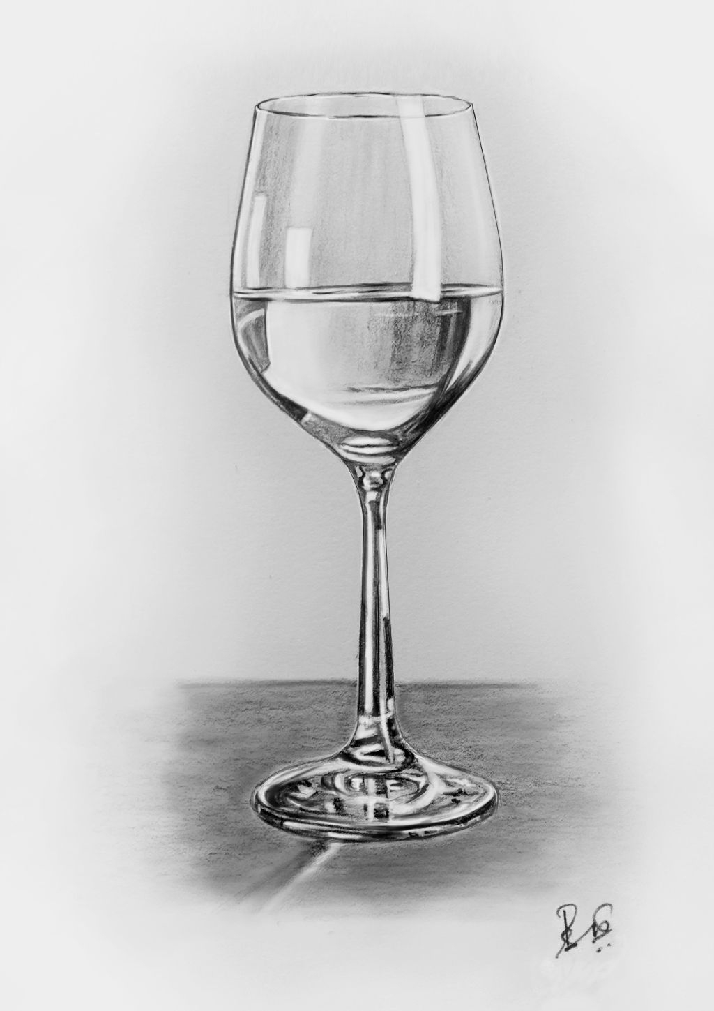 Pencil Drawing Wine And Water Glass original Steemit