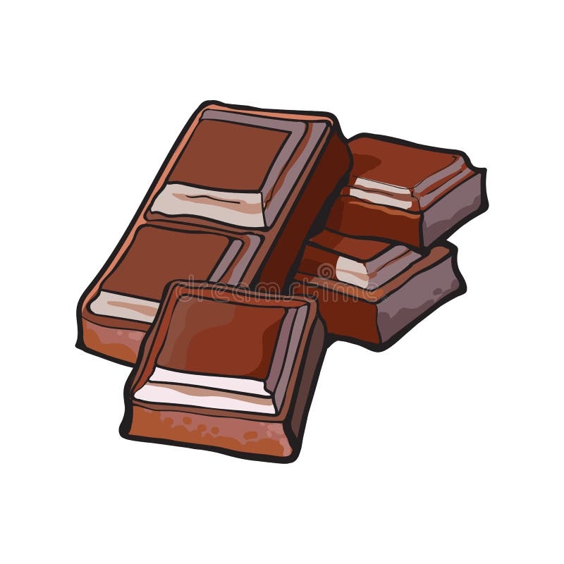 Pieces Of Dark Chocolate Bar Vector Illustration Stock Vector 
