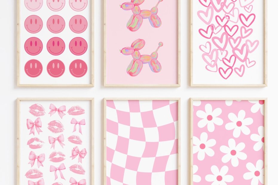 Pink Preppy Wall Art Girly Trendy Prints Set Of 6 College Dorm Decor Aesthetic Teens Room Decor Printable Bows Print Coquette Room Decor Etsy
