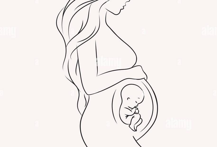 Pregnant Woman With A Baby Drawing In Linear Style On Light Background Stock Vector Image U0026 Art Alamy