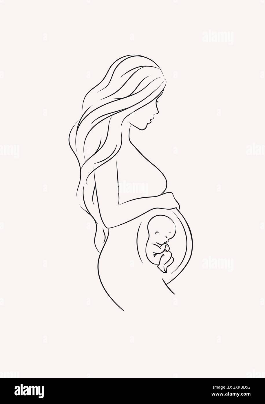 Pregnant Woman With A Baby Drawing In Linear Style On Light Background Stock Vector Image U0026 Art Alamy
