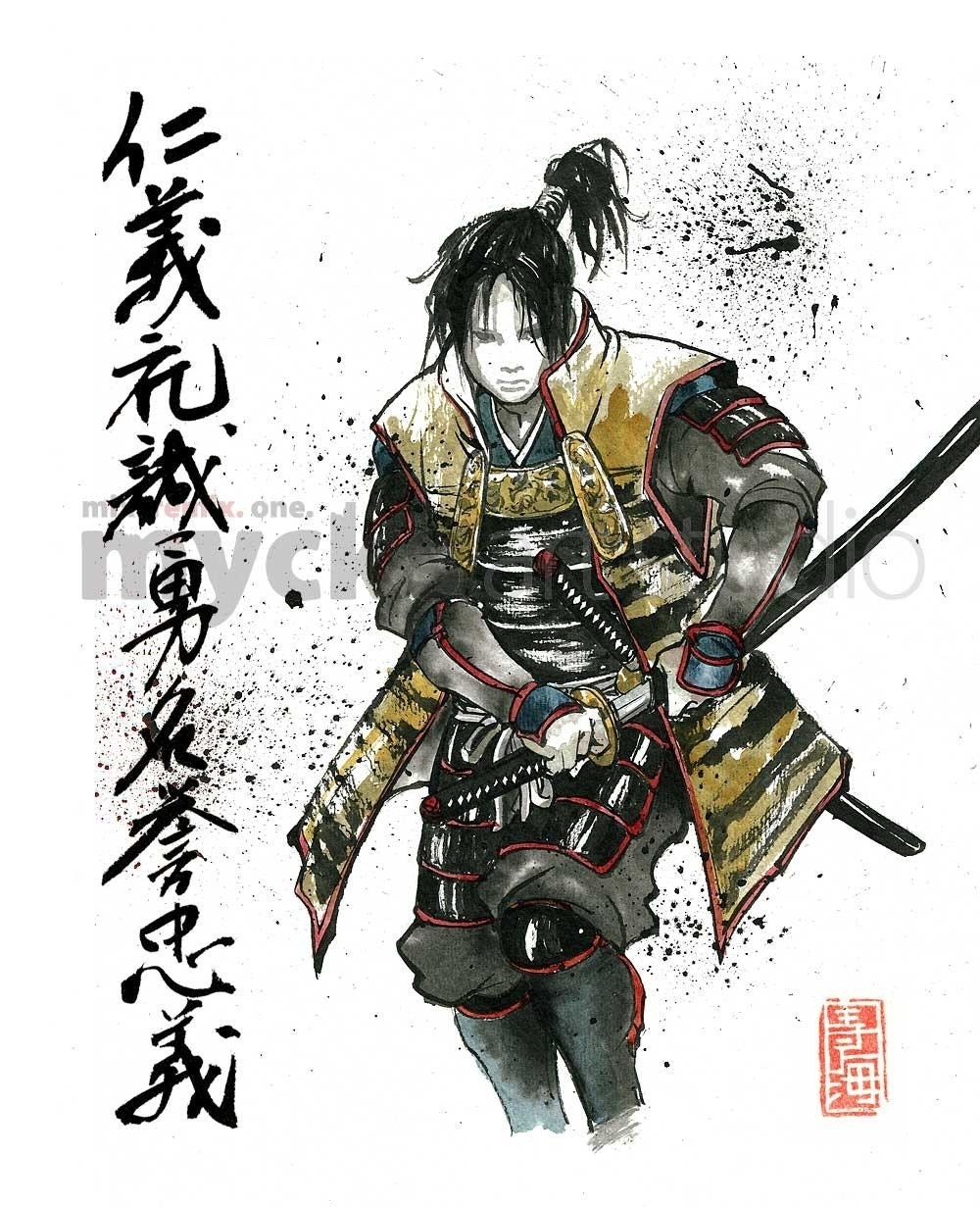 drawing japanese samurai