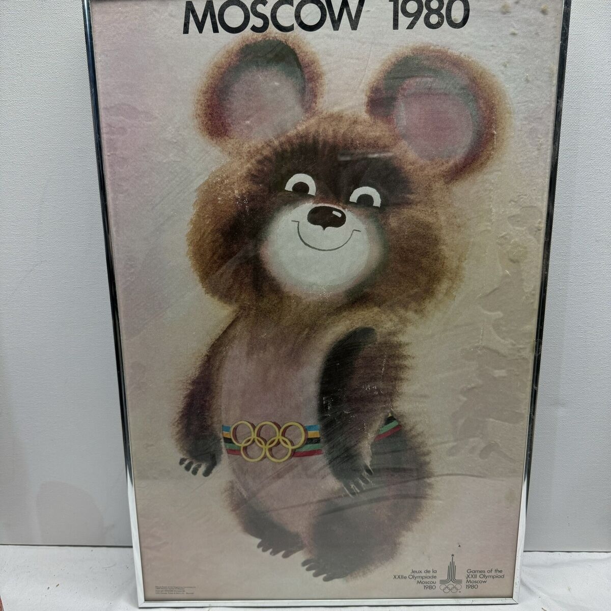 Rare 1980 Moscow Olympics Original Misha Bear Mascot Poster