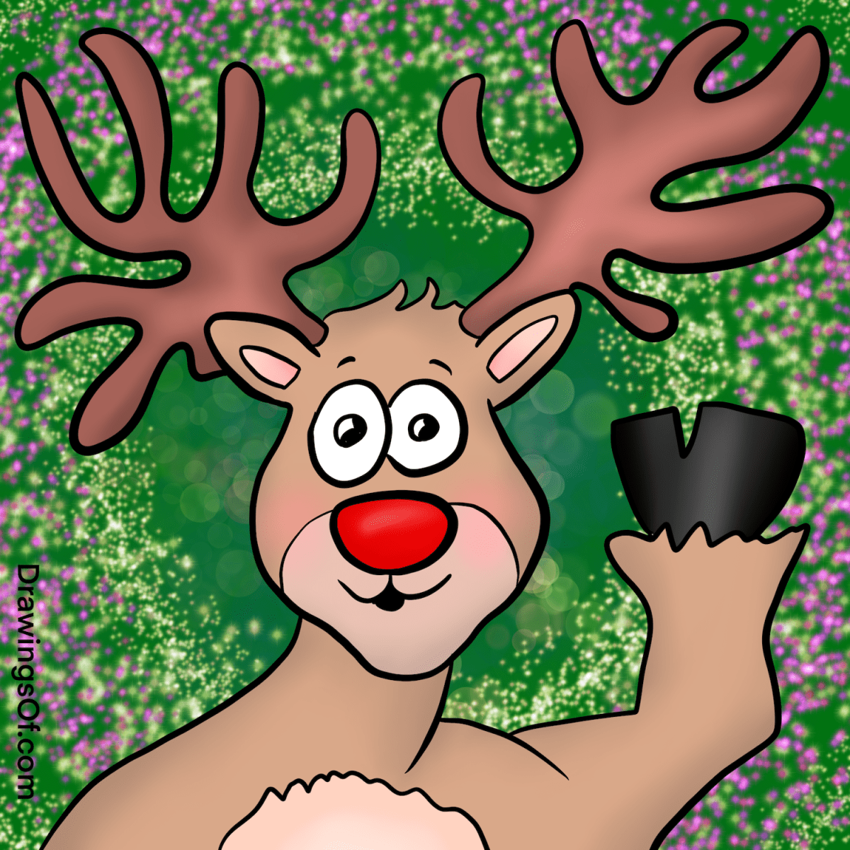 Reindeer Drawing Cute Easy Cartoon Instructions Drawings Of 