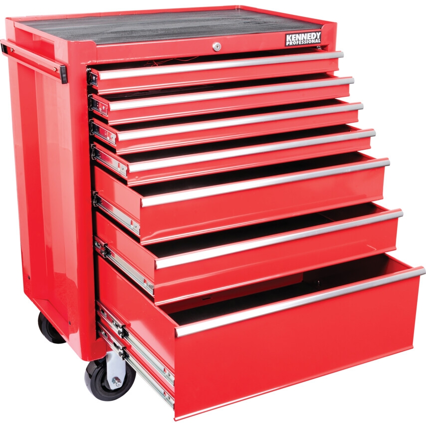 Roller Cabinet Classic Red Steel 7 Drawers 890 X 688 X 458mm 175kg Capacity