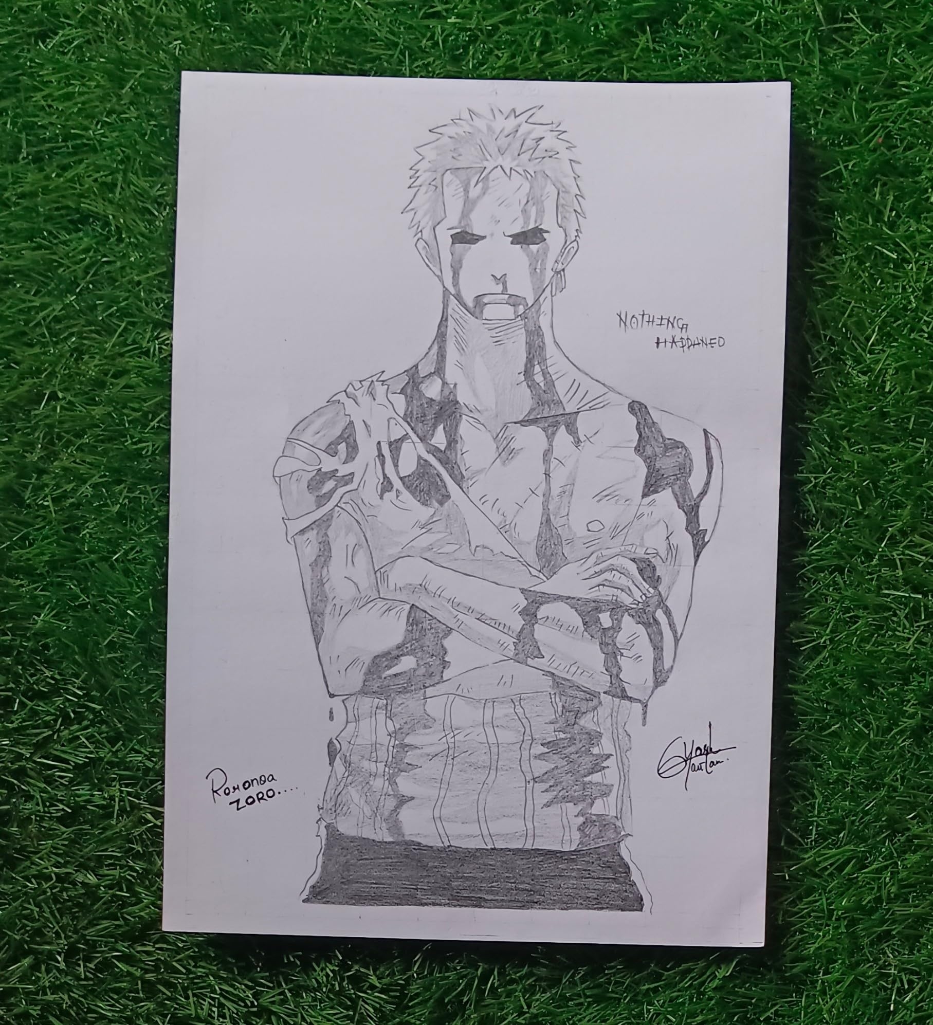 Roronoa Zoro Handmade Sketch One Piece Anime Character Sketch Yash Gautam Amazon in Collectibles U0026 Fine Arts