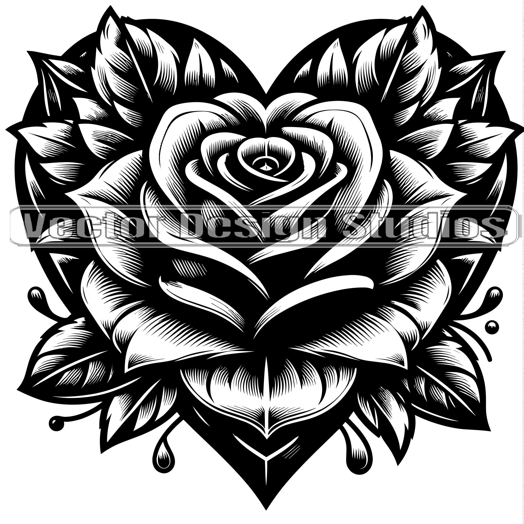 Rose Heart Svg U0026 PNG File Valentines Day Heart Vector Image 