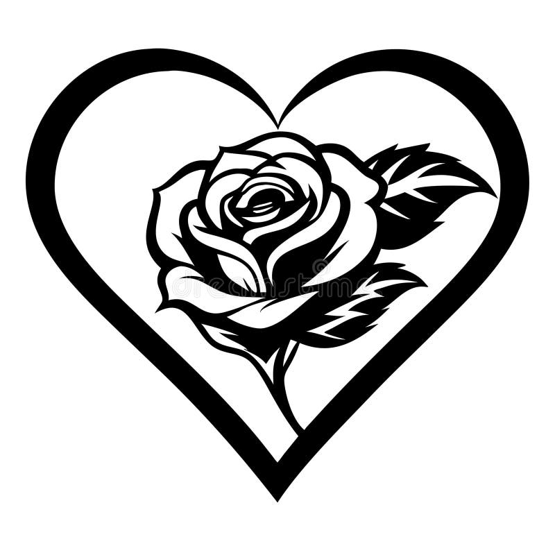 Rose Heart Tattoo Stock Illustrations 3 764 Rose Heart Tattoo 