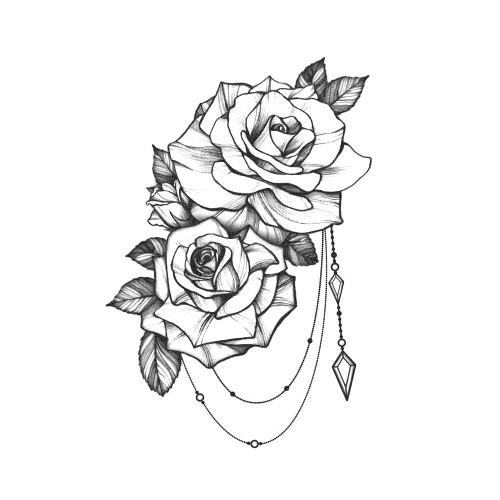 Rose Jewelry Tattoo Rose Temporary Tattoo Line Rose Temporary 